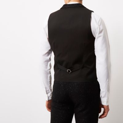 Black flecked slim fit waistcoat